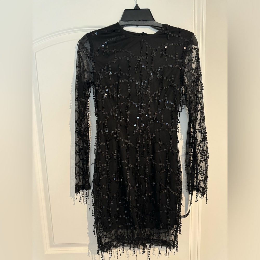 PrettyLittleThing, Black Sequin Dress, Size 8, NWT